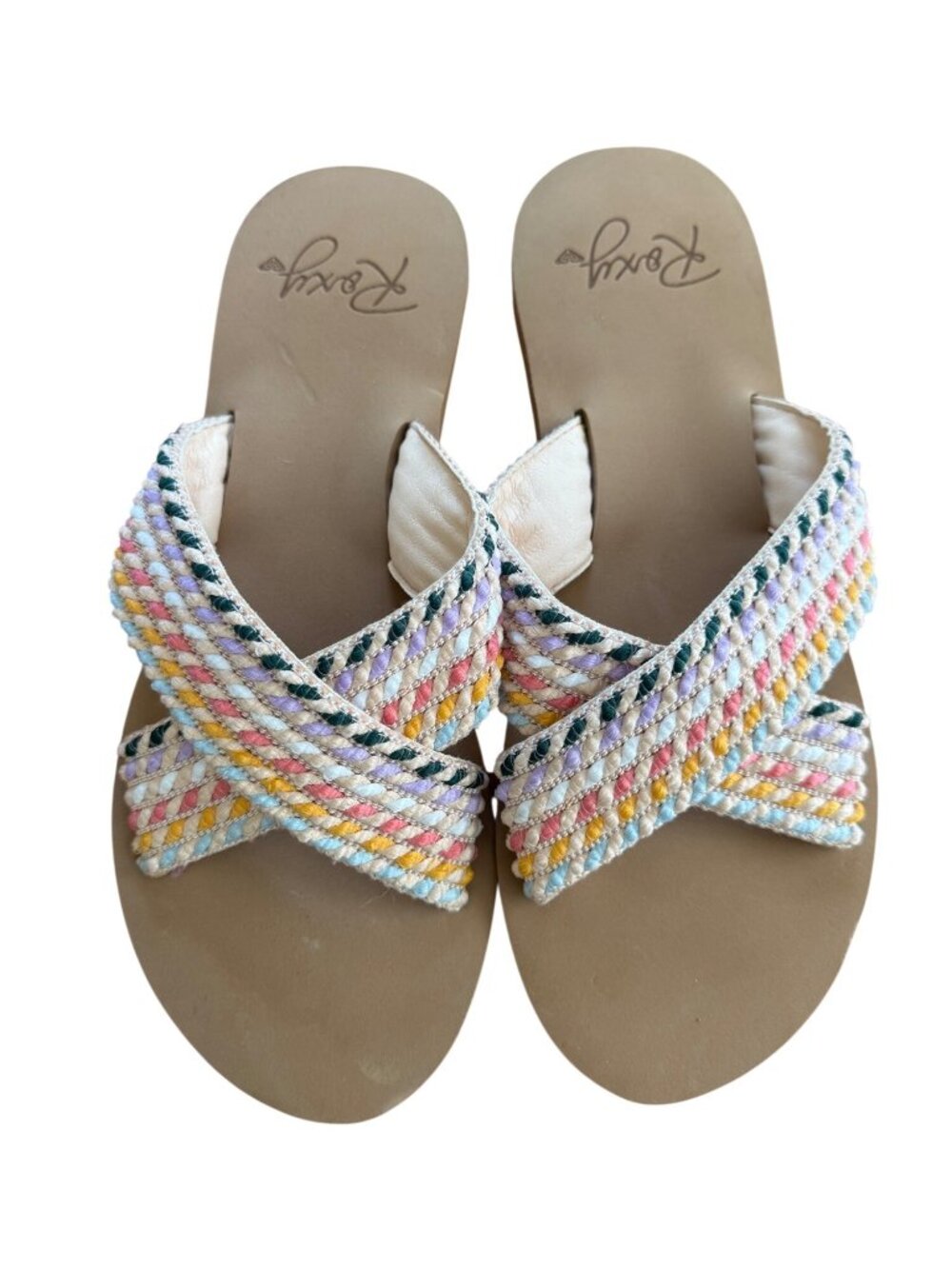 Roxy Roselani Textile Sandal Cross Strap Flip Flop Woven Multi-Color Beach 11